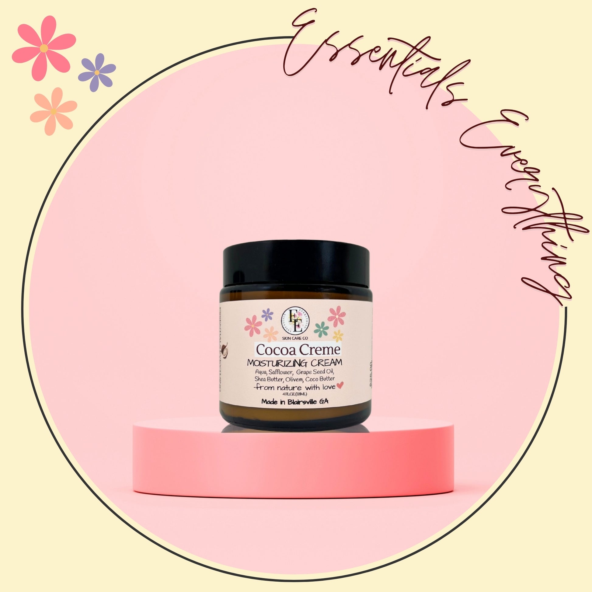Cocoa Creme - All Natural, Ultra-Nourishing Body Cream for All Skin Types from Essentials Everything Skin Care Co. 4oz.