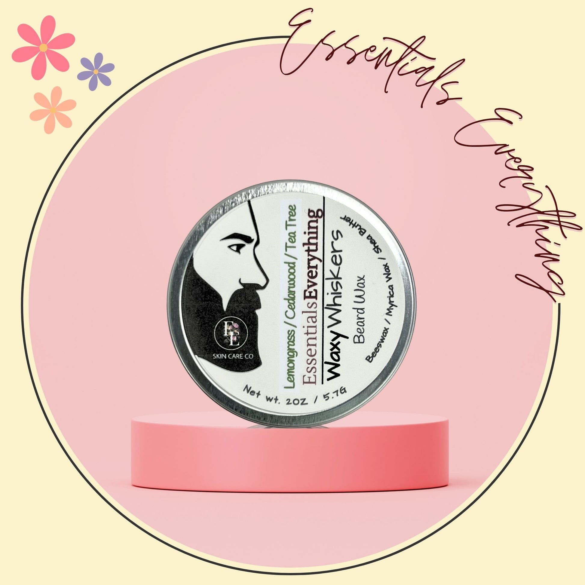 Waxy Whiskers: All-Natural Beard Wax from Essentials Everything Skin Care Co. Lemongrass/Cedarwood/Tea Tree 1 oz.