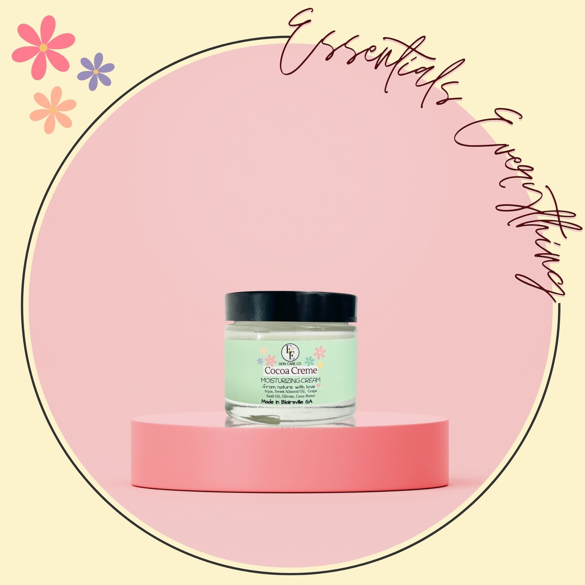 Cocoa Creme - All-Natural, Ultra-Nourishing Body Cream for All Skin Types from Essentials Everything Skin Care Co. 2.3oz.
