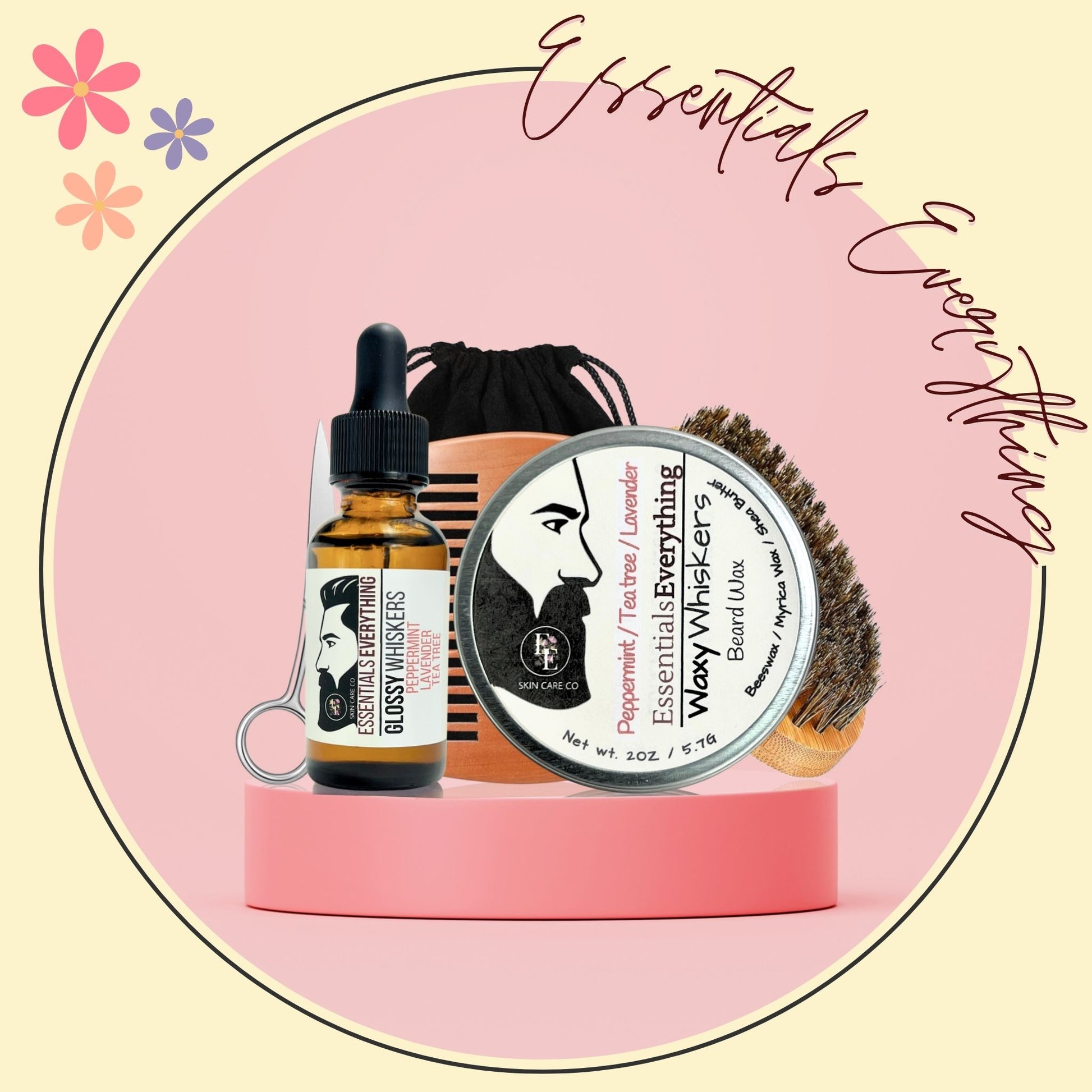 EE's Beard Grooming Gift Set: All-Natural Beard Care for Men - Peppermint/Tea Tree/Lavender