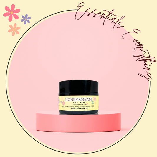 Honey Cream - All Natural, Healing Facial Cream. Perfect for Dry to Mature, Eczema and Sensitive Skin Types. By Essentials Everything Skin Care Co. 1 oz.