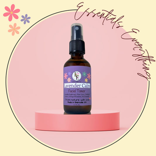 Lavender Calm - Soothing All-Natural Facial Toner for Oily, Sensitive & Acne-Prone Skin Types. By Essentials Everything Skin Care Co. 2.3 oz.