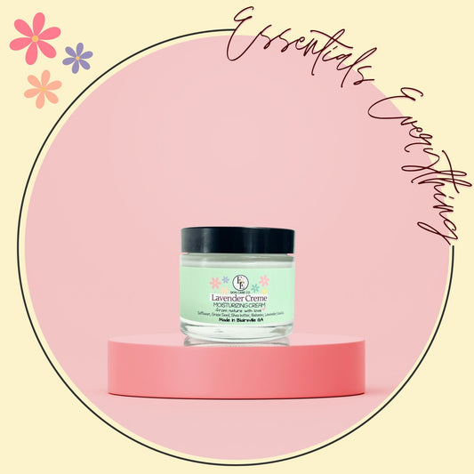 Lavender Creme - Relaxing, All-Natural Body Cream for All Skin Types by Essentials Everything Skin Care Co. Organic, Vegan & Cruelty-Free. Handcrafted in the USA 2.3oz.