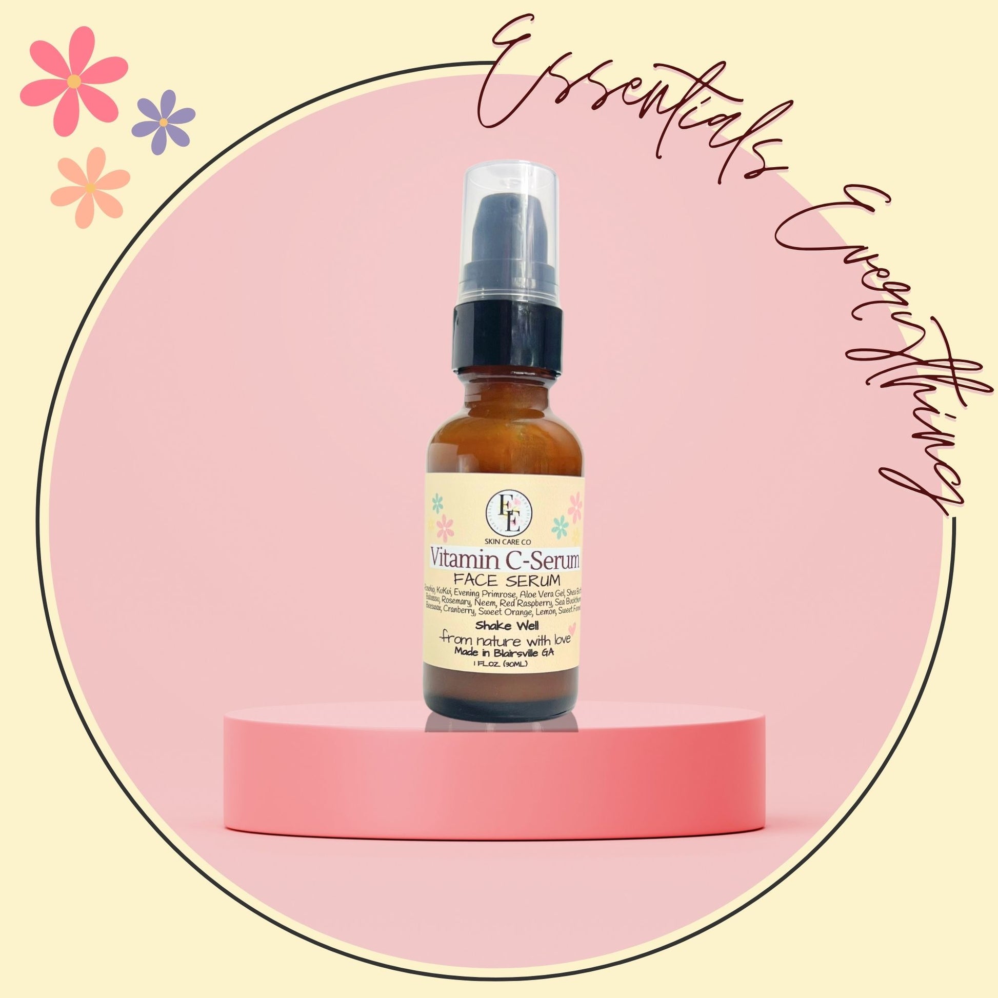 Vitamin C - All Natural Vitamin C Face Serum for All Skin Types by Essentials Everything Skin Care Co. 1 oz.