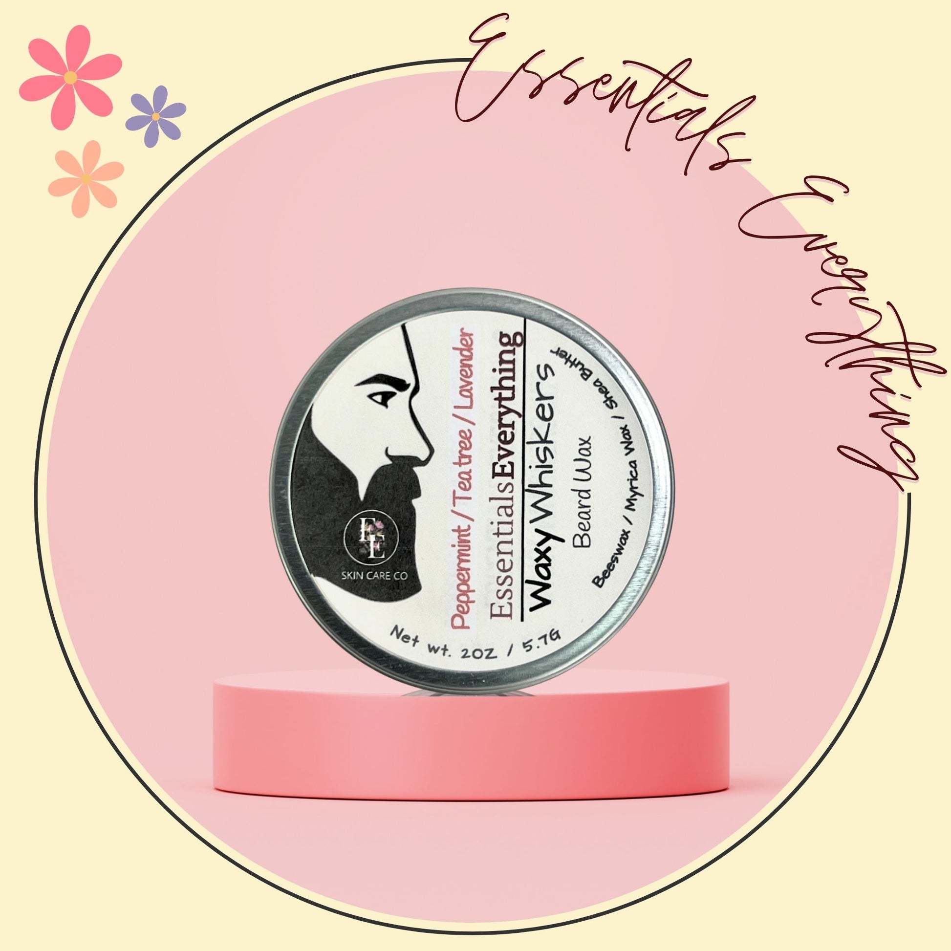 Waxy  Whiskers - All Natural Beard Wax from Essentials Everything Skin Care Co. Peppermint/Lavender/Tea Tree 1 oz.