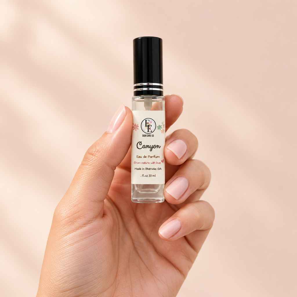 Canyon travel perfume held in hand