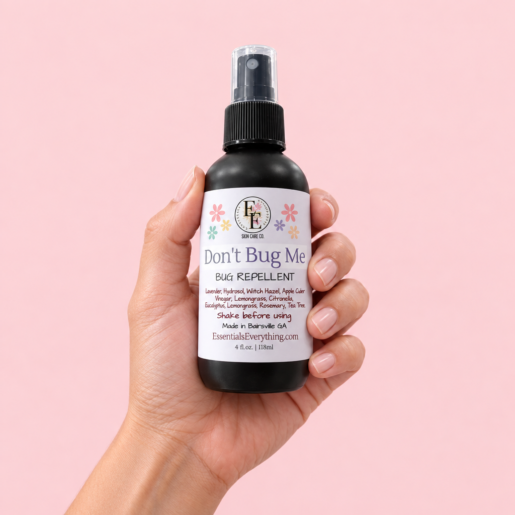 Don’t Bug Me lavender bottle held in hand