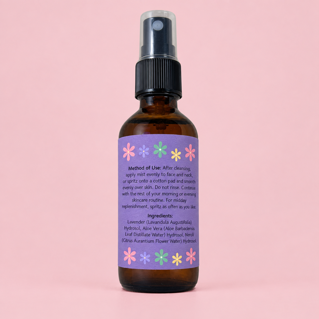Lavender Calm back-label draft with ingredients and directions