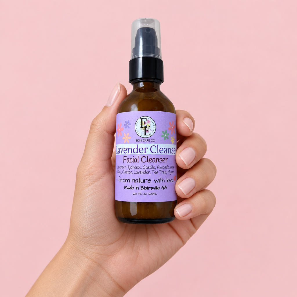 Lavender Cleanse bottle-in-hand draft