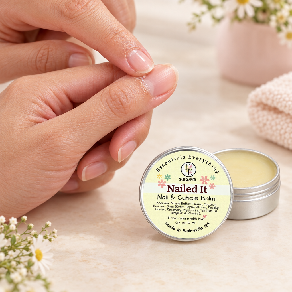 Nailed It balm being massaged around a cuticle