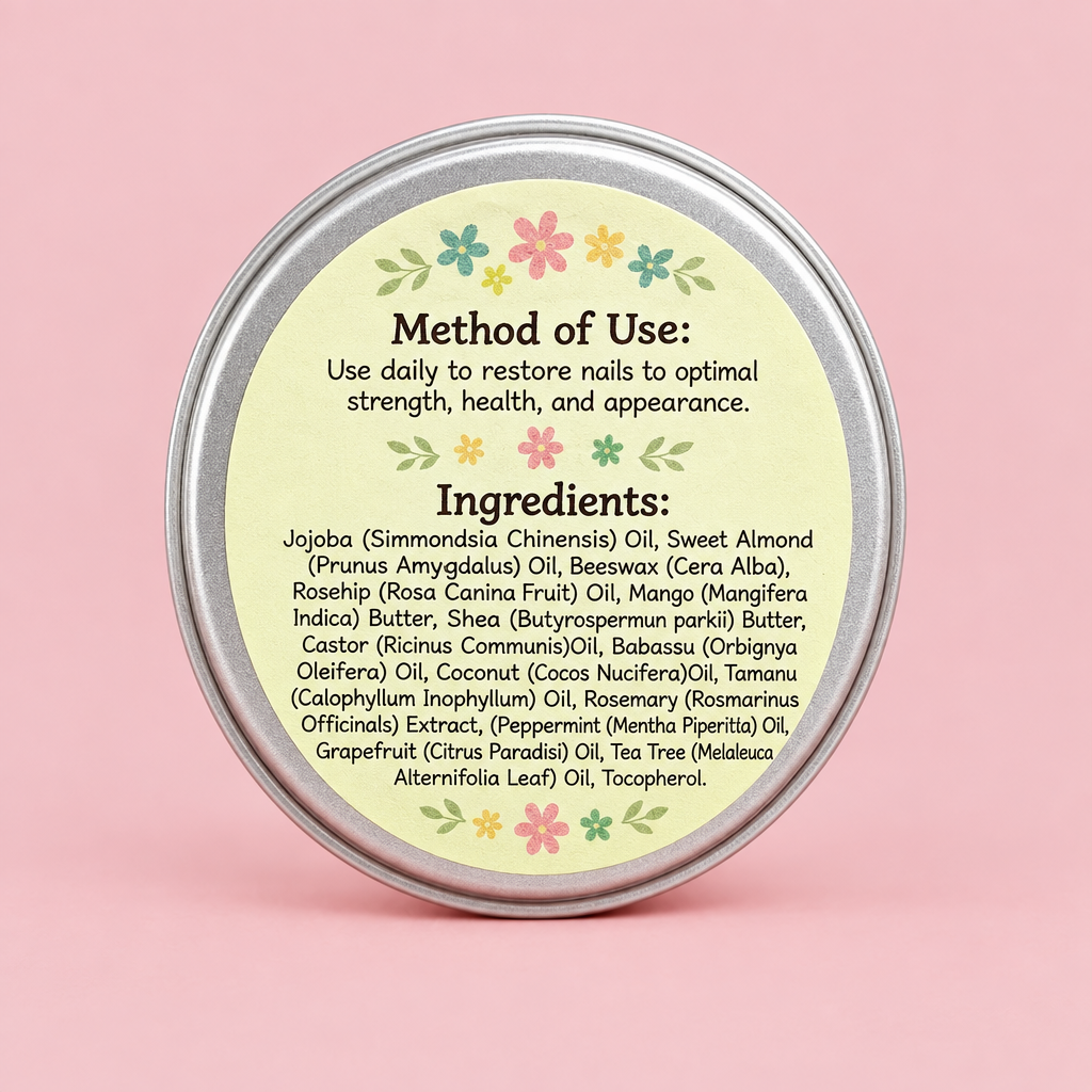 Nailed It underside-label draft with directions and ingredients