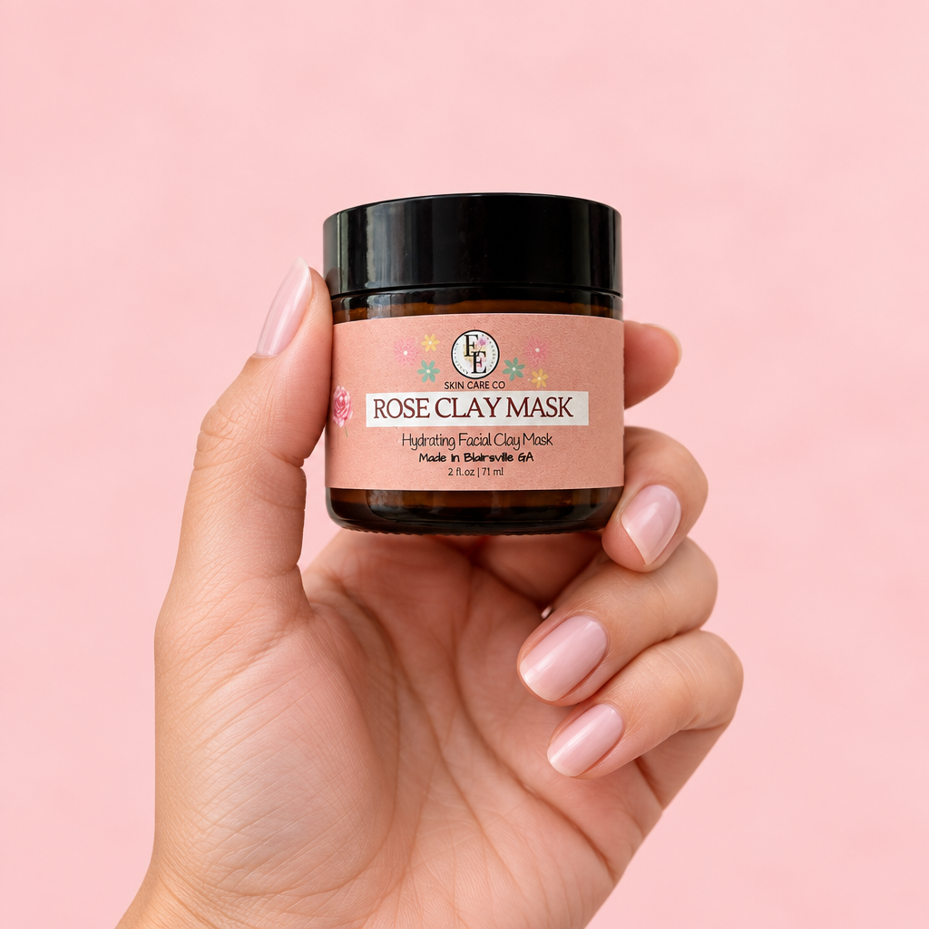 Rose Clay Mask jar held in hand